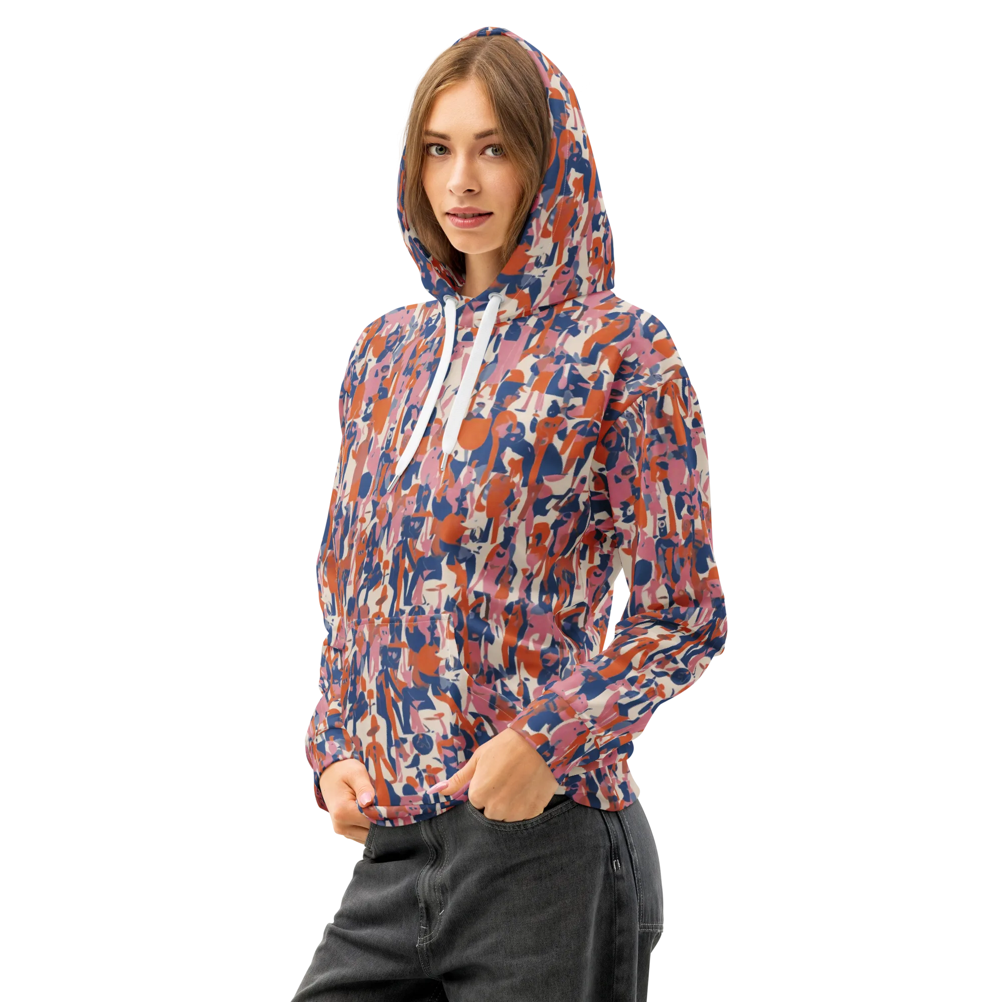 Coral Commute on Cotton Hoodie — Left Front