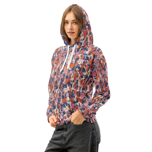 Coral Commute on a Cotton Hoodie