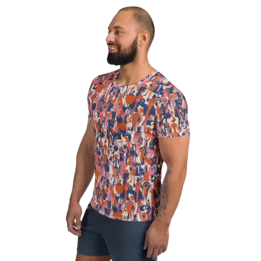 Coral Commute on a Men's Athletic T-Shirt