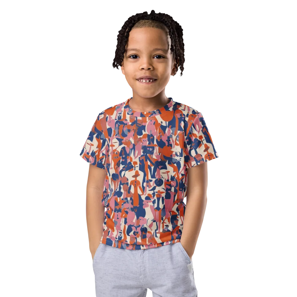 Coral Commute on Kids Crew Neck T-Shirt — Front