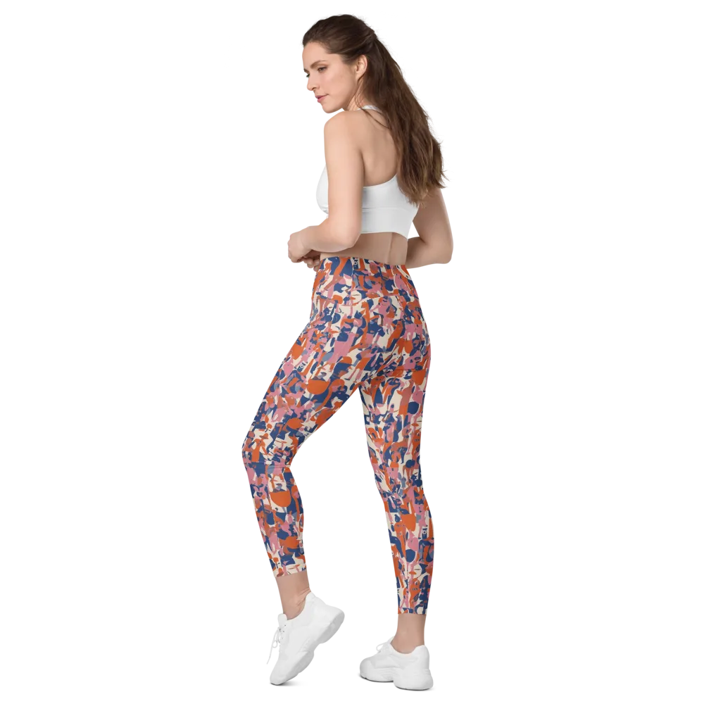 Coral Commute on Leggings with Pockets — Left Back
