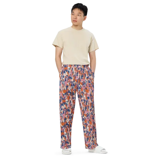 Coral Commute on a Wide-Leg Pants