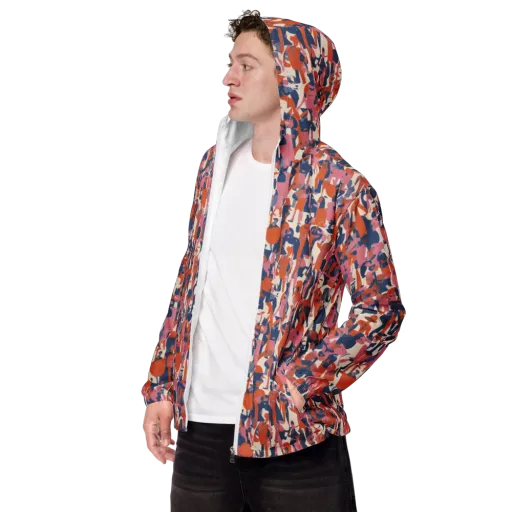 Coral Commute on a Men's Windbreaker