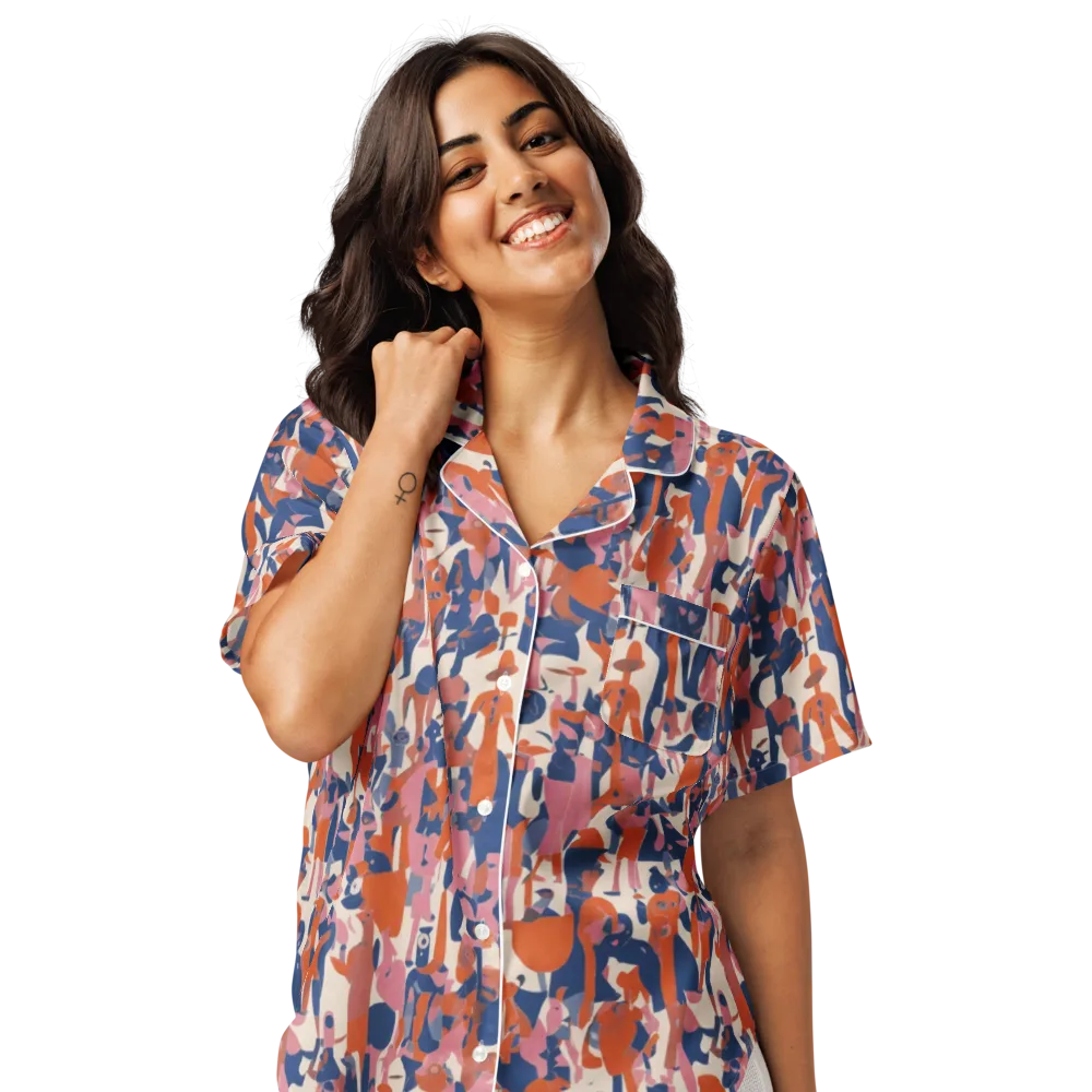 Coral Commute on Women's Short Sleeve Pajama Top — Front