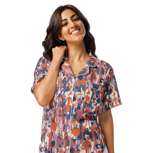 Coral Commute on a Women's Short Sleeve Pajama Top