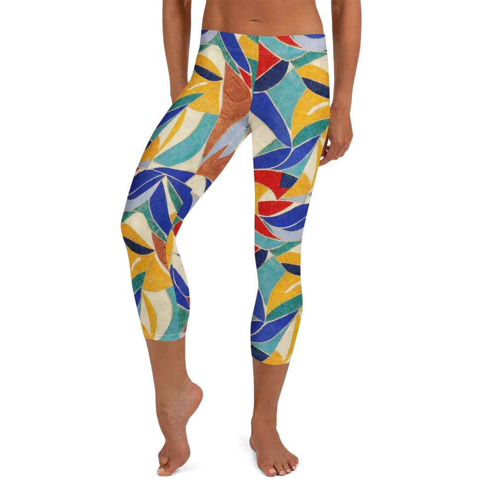 Mosaic Riptide on Capri Leggings — Front