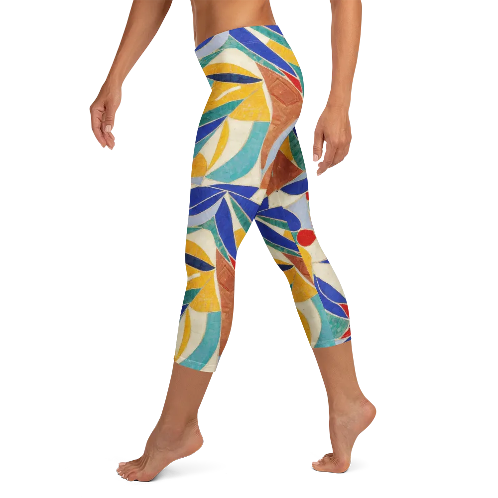 Mosaic Riptide on Capri Leggings — Left