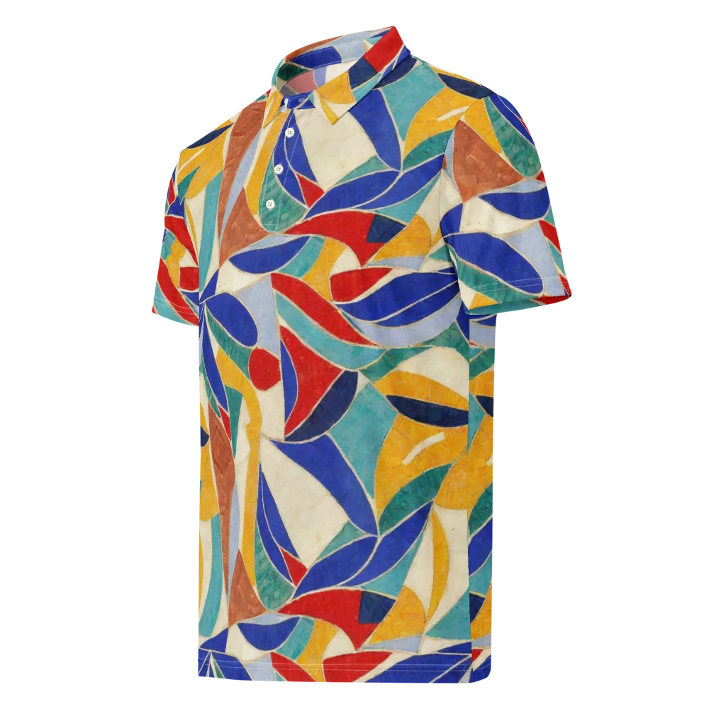 Mosaic Riptide on Men's Slim Fit Polo Shirt — Left Front