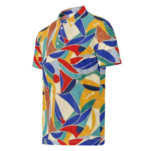 Mosaic Riptide on a Men's Slim Fit Polo Shirt