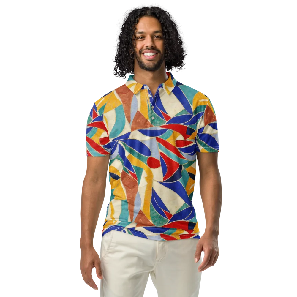 Mosaic Riptide on Men's Slim Fit Polo Shirt — Front