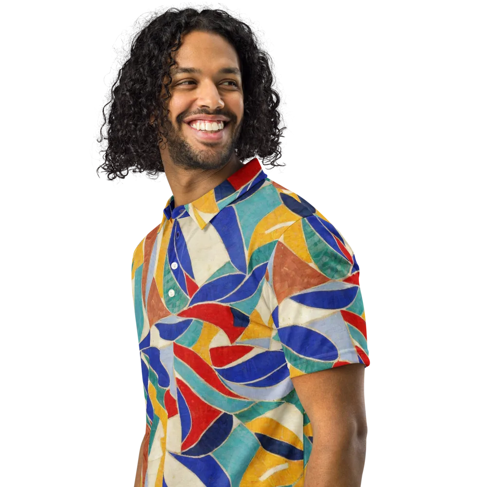 Mosaic Riptide on Men's Slim Fit Polo Shirt — Left Front