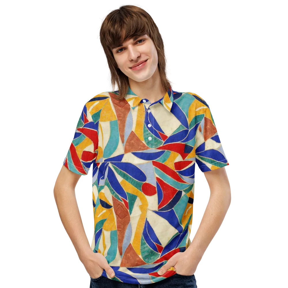 Mosaic Riptide on Men's Slim Fit Polo Shirt — Front