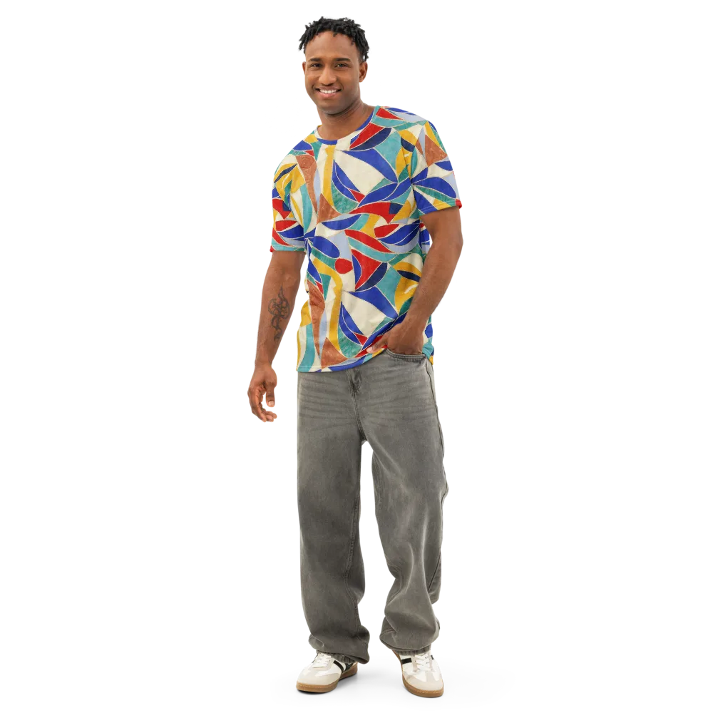 Mosaic Riptide on Men's Cotton Crew Neck T-Shirt — Front