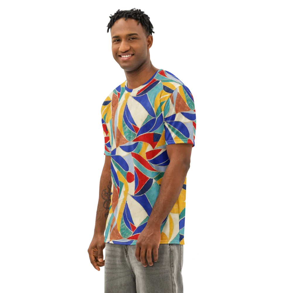 Mosaic Riptide on Men's Cotton Crew Neck T-Shirt — Left Front