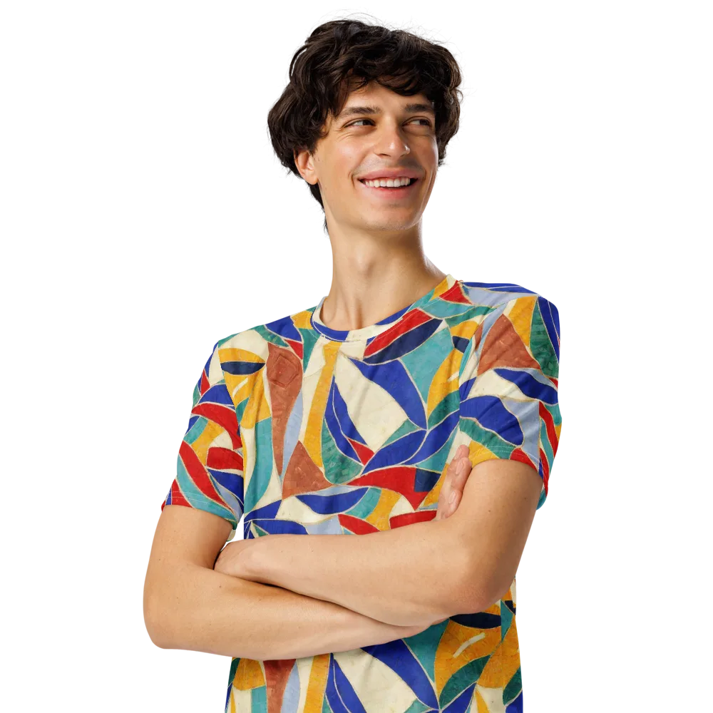 Mosaic Riptide on Men's Crew Neck T-Shirt — Left Front