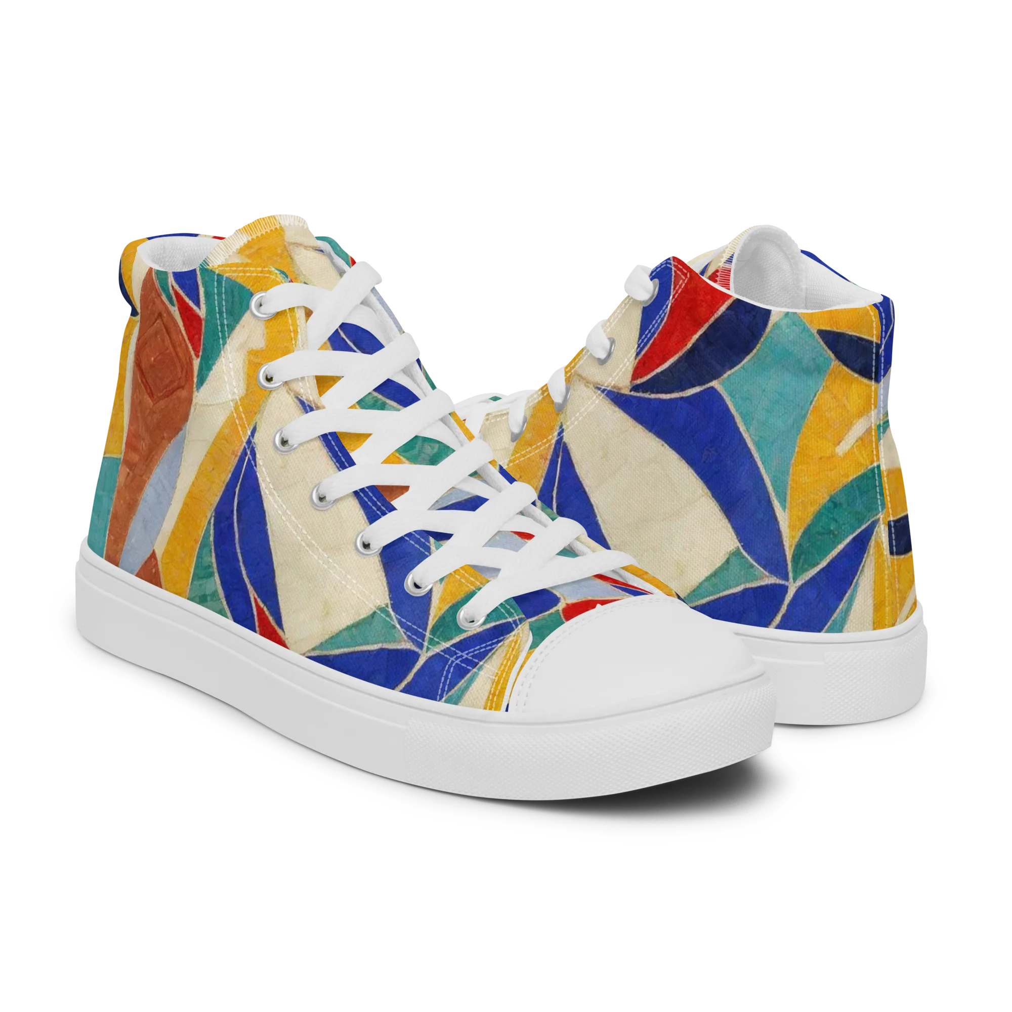Mosaic Riptide on Men's High Top Canvas Shoes — Right