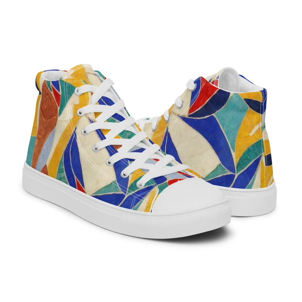Mosaic Riptide on Men's High Top Canvas Shoes — Right