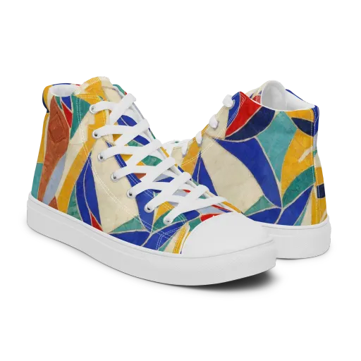 Mosaic Riptide on a Men's High Top Canvas Shoes