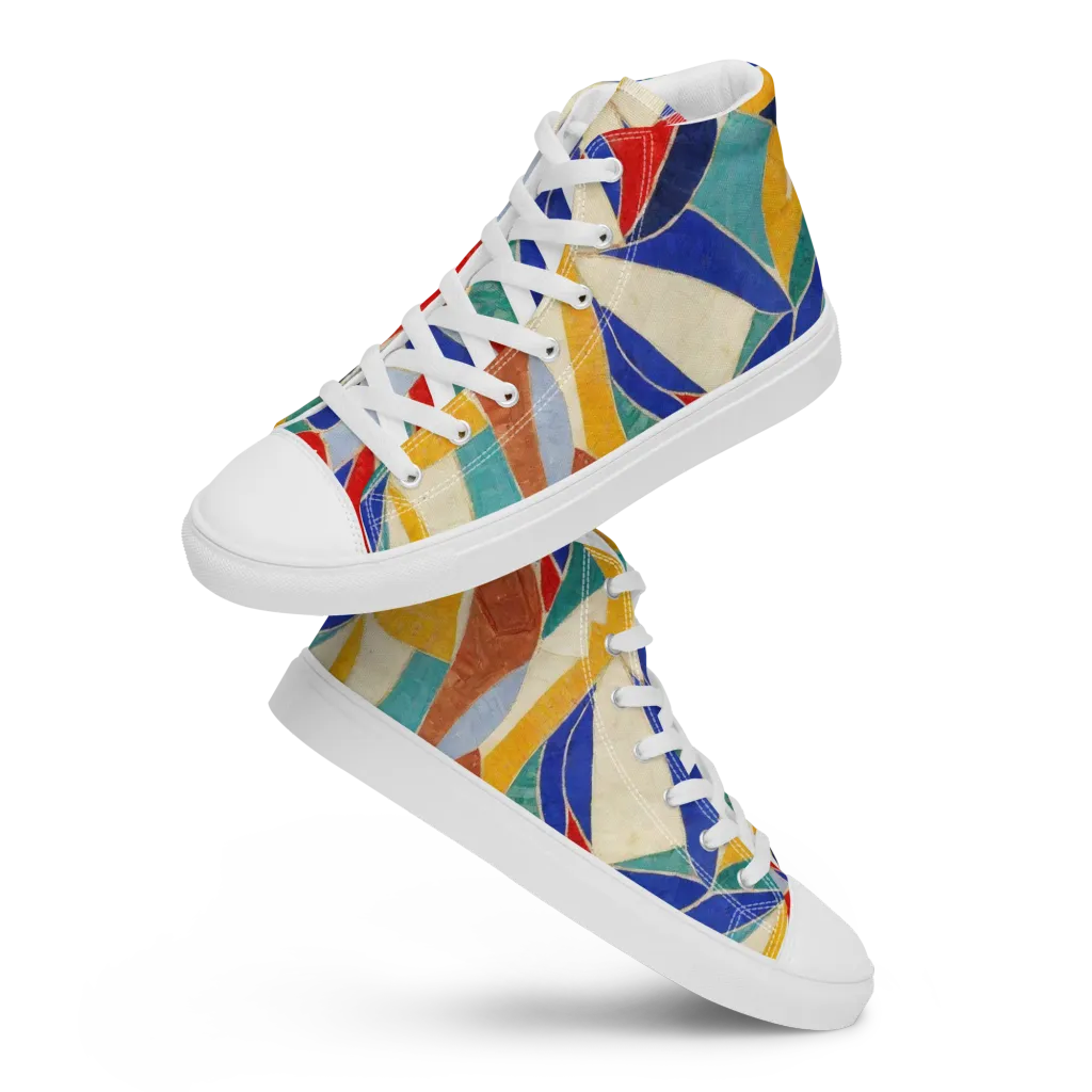 Mosaic Riptide on Men's High Top Canvas Shoes — Front