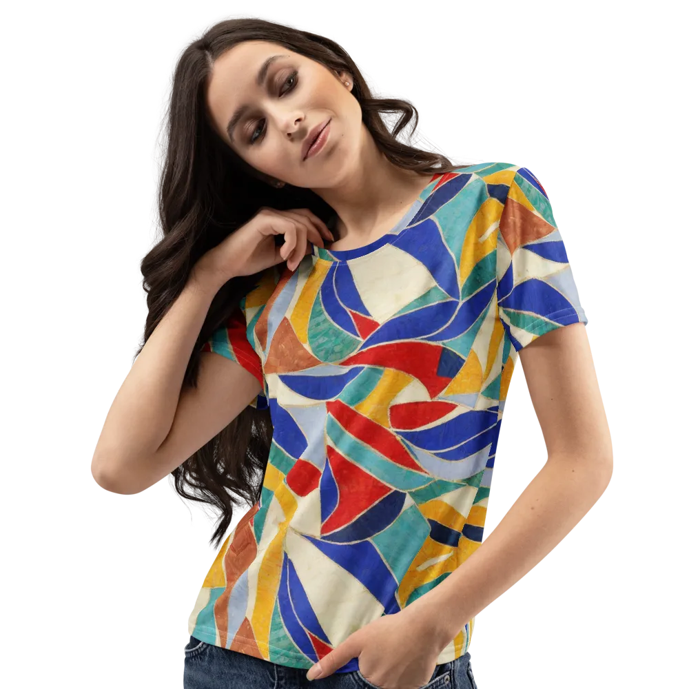 Mosaic Riptide on Women's Crew Neck T-Shirt — Left Front