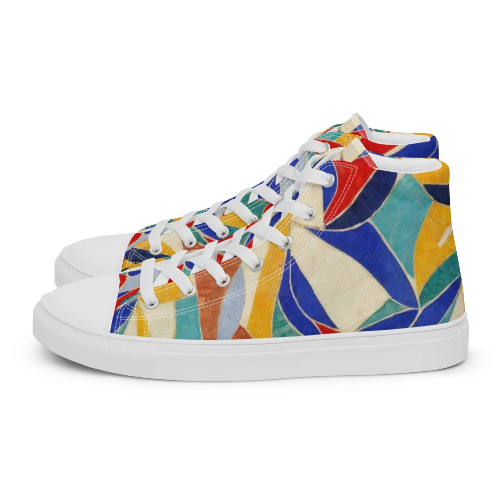 Mosaic Riptide on Women's High Top Canvas Shoes — Left