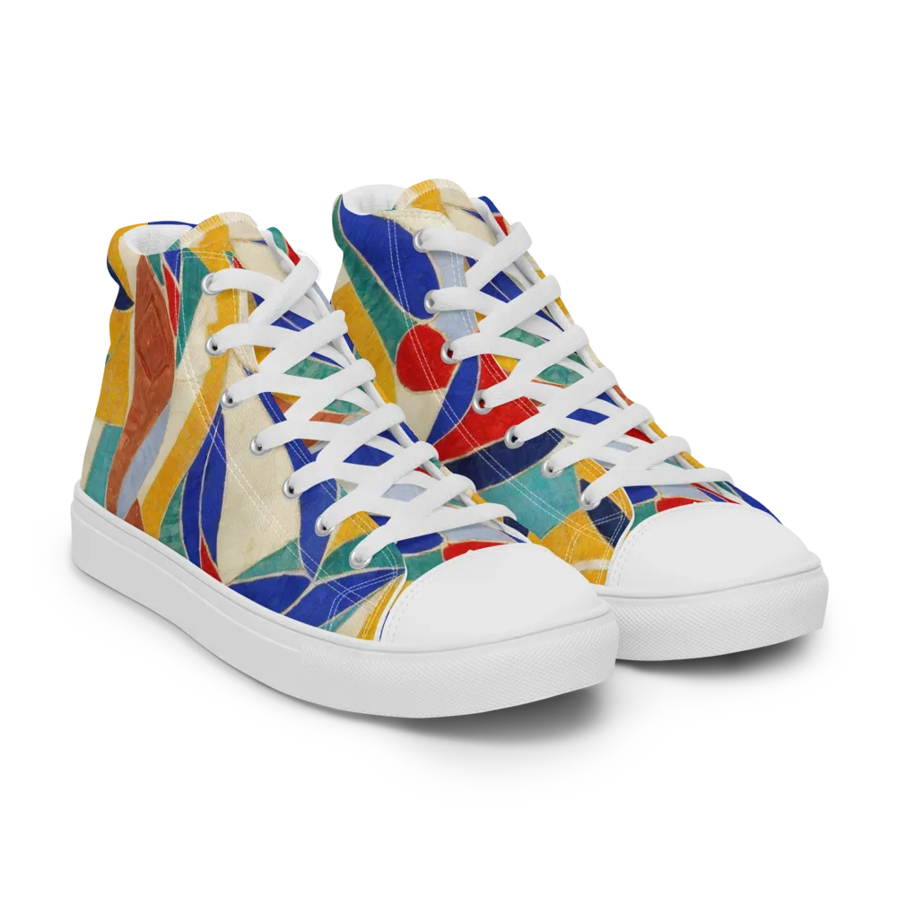 Mosaic Riptide on Women's High Top Canvas Shoes — Right Front