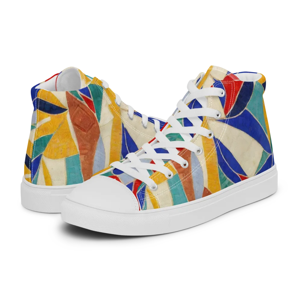 Mosaic Riptide on Women's High Top Canvas Shoes — Left
