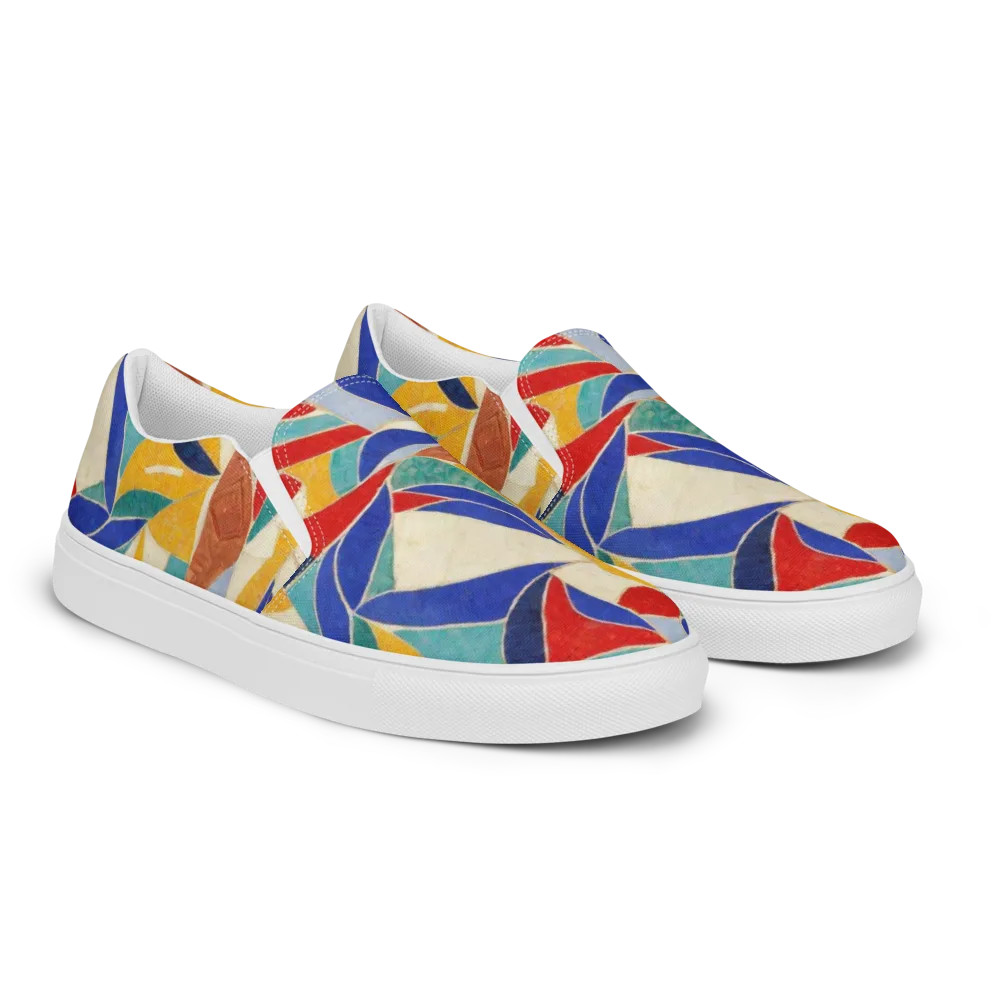 Mosaic Riptide on Men's Slip-On Canvas Shoes — Right Front