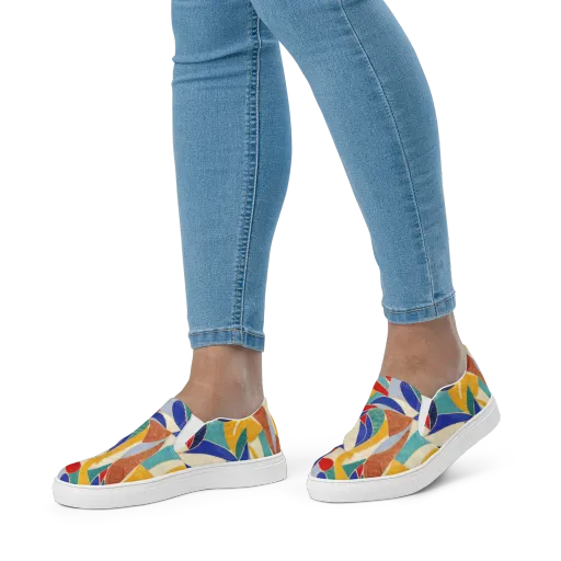 Mosaic Riptide on a Women's Slip-On Canvas Shoes