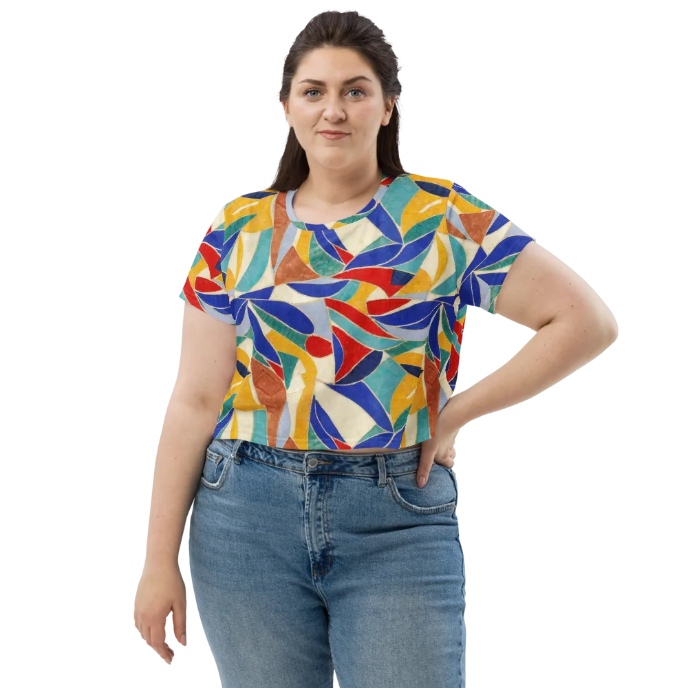 Mosaic Riptide on Crop Tee — Front