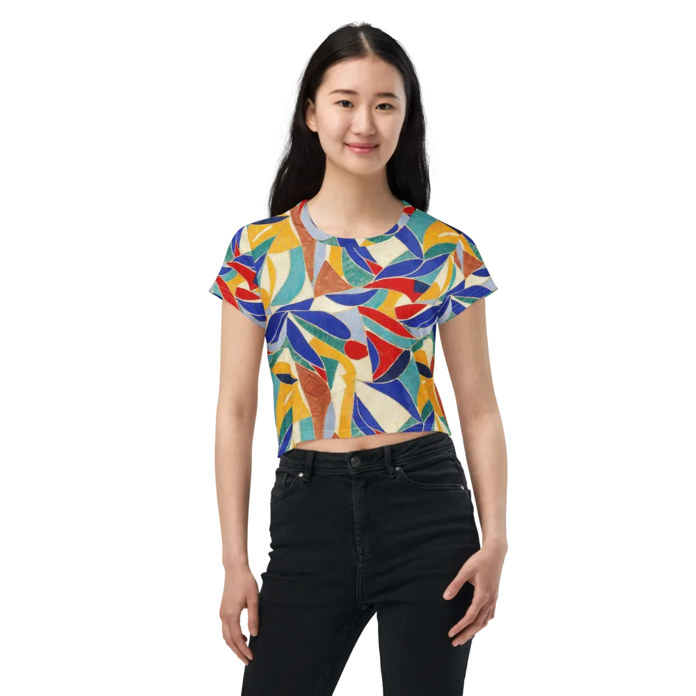 Mosaic Riptide on Crop Tee — Front