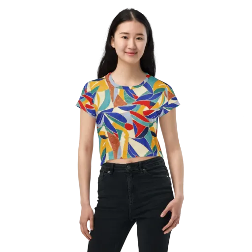 Mosaic Riptide on a Crop Tee