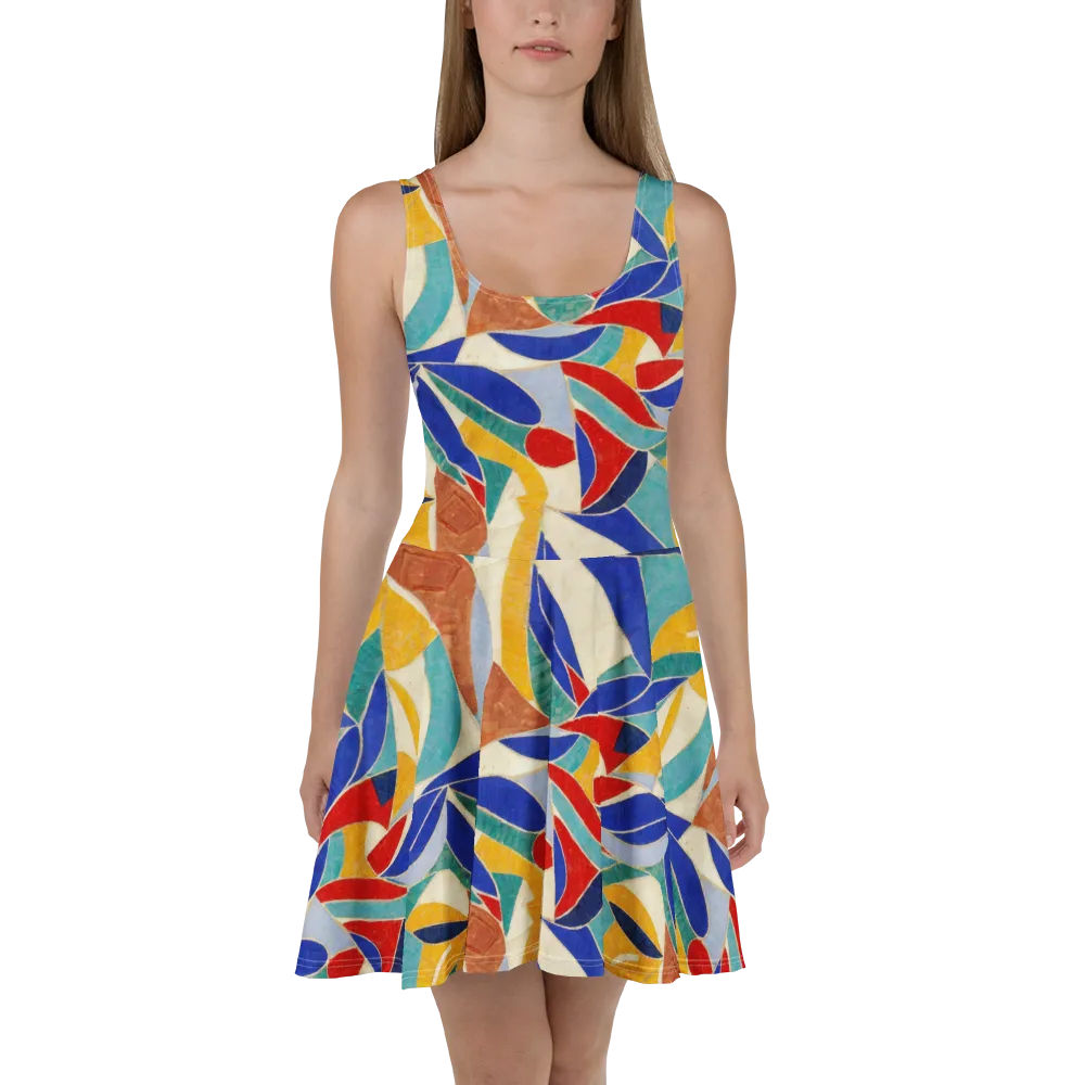 Mosaic Riptide on Skater Dress — Front