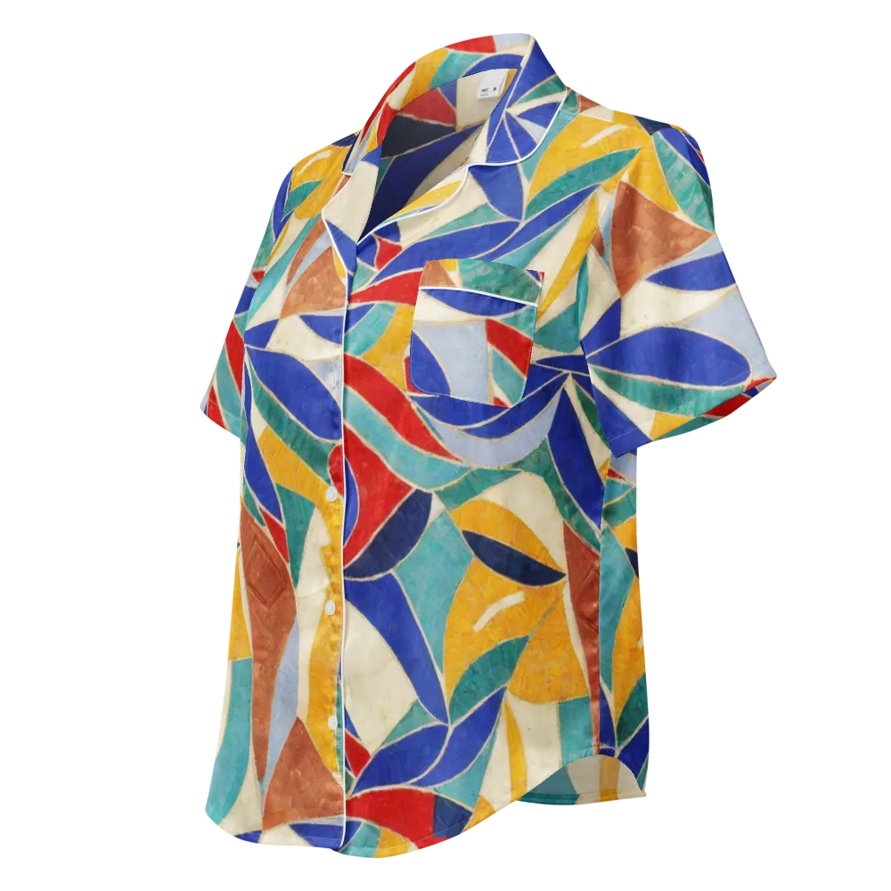 Mosaic Riptide on Women's Short Sleeve Pajama Top — Left Front