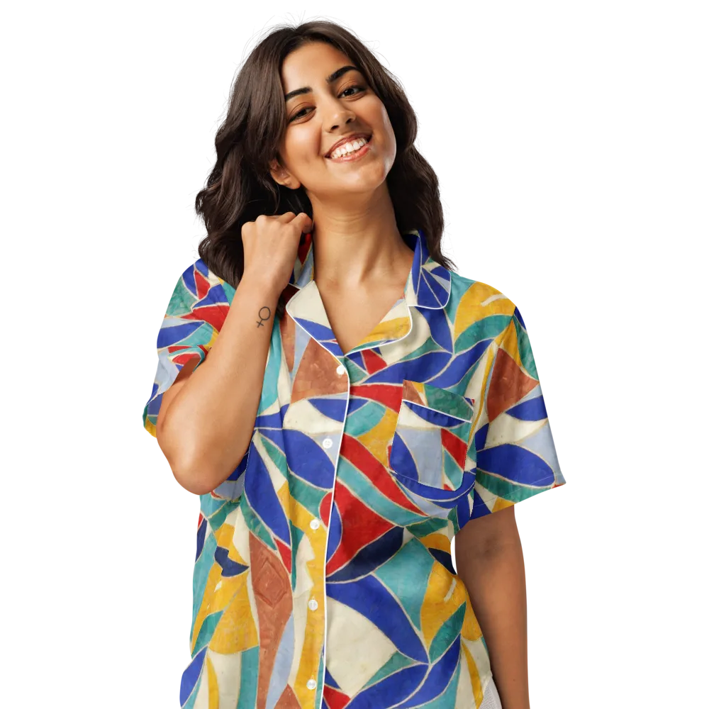 Mosaic Riptide on Women's Short Sleeve Pajama Top — Front