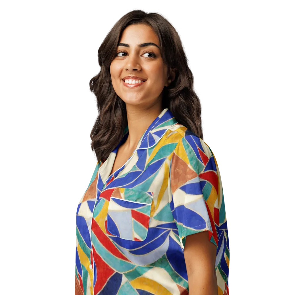Mosaic Riptide on Women's Short Sleeve Pajama Top — Left Front