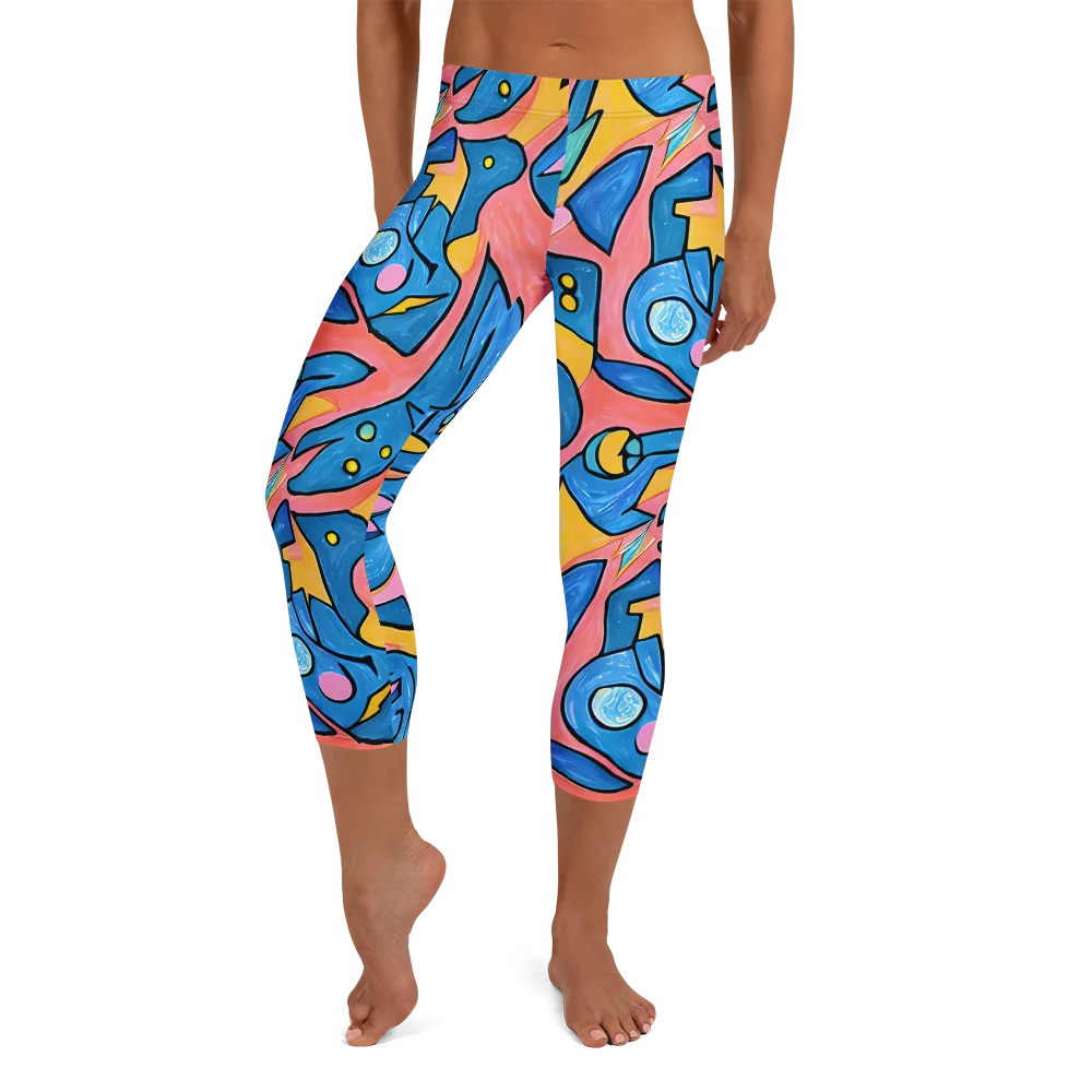 Pop Tide on Capri Leggings — Front