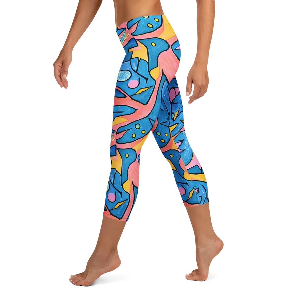 Pop Tide on Capri Leggings — Left