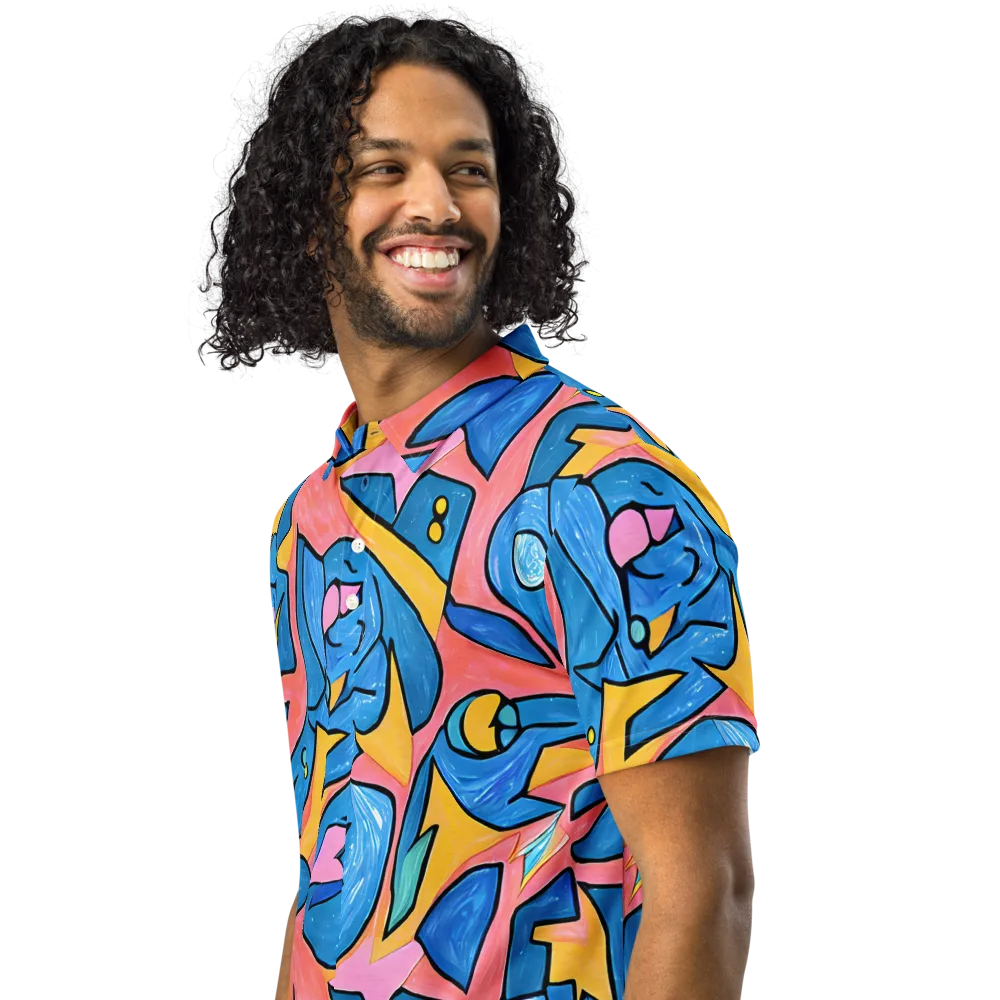 Pop Tide on Men's Slim Fit Polo Shirt — Left Front