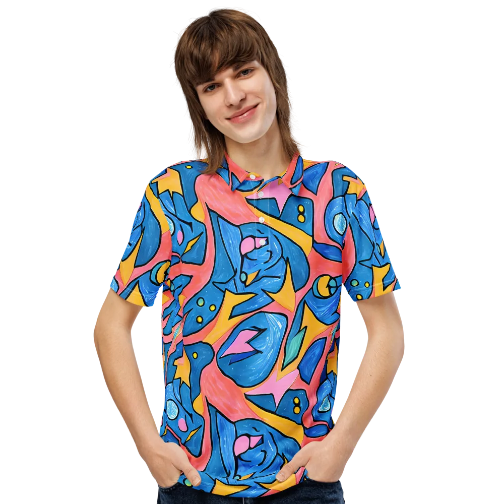 Pop Tide on Men's Slim Fit Polo Shirt — Front