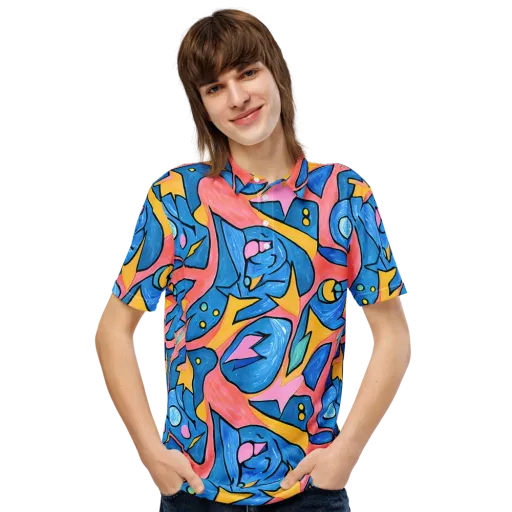 Pop Tide on a Men's Slim Fit Polo Shirt