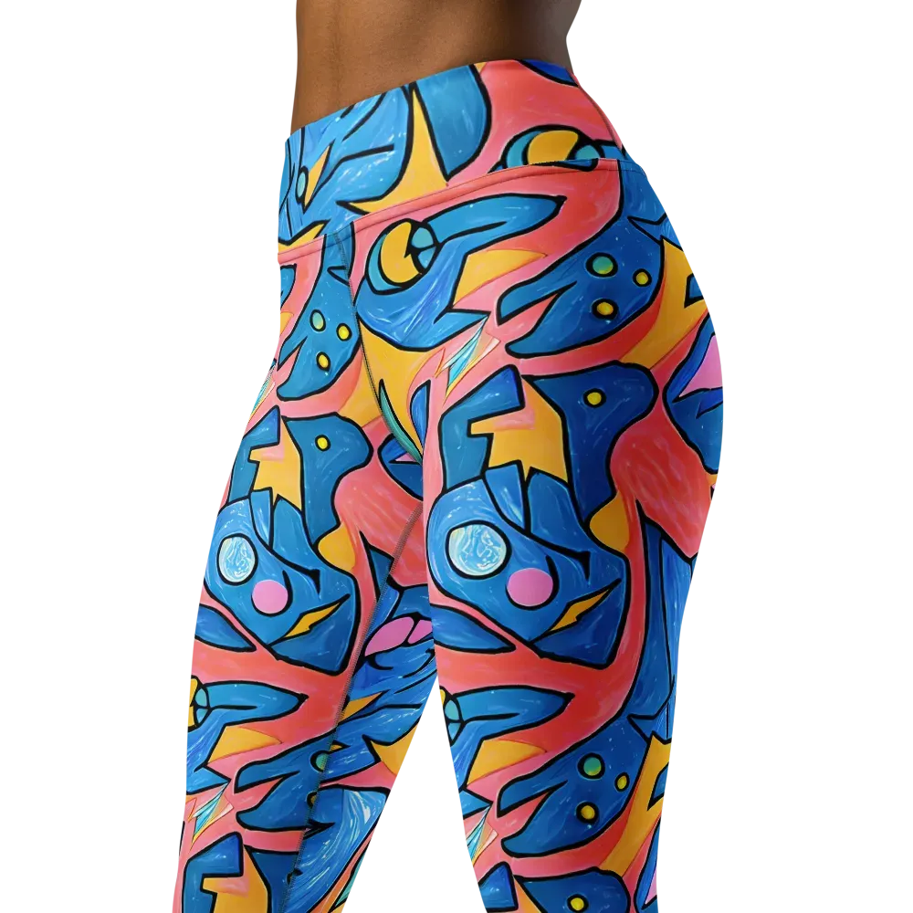 Pop Tide on Yoga Leggings — Left Front