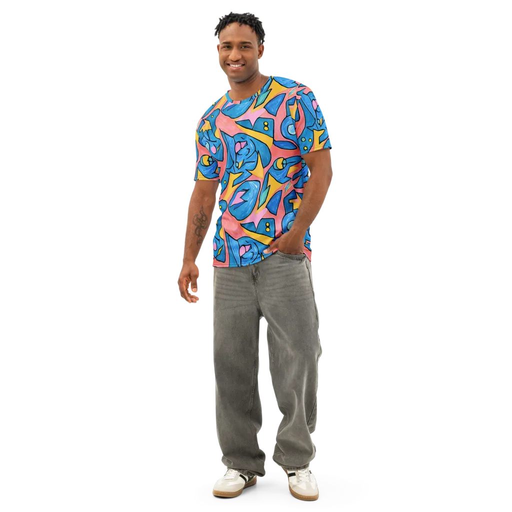 Pop Tide on Men's Cotton Crew Neck T-Shirt — Front