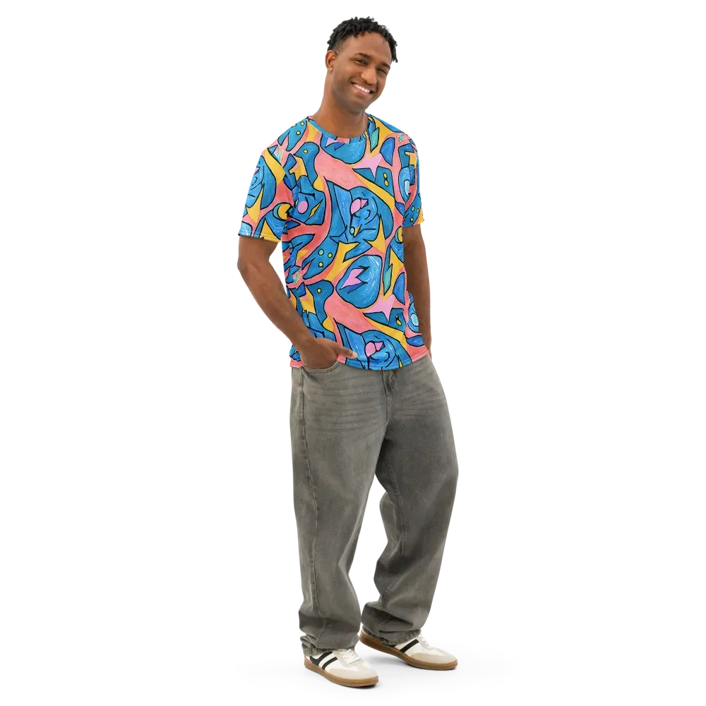 Pop Tide on Men's Cotton Crew Neck T-Shirt — Right Front