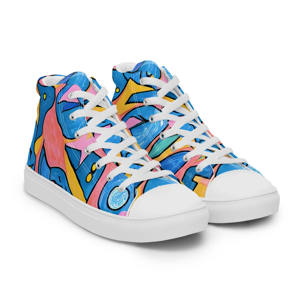 Pop Tide on Men's High Top Canvas Shoes — Right Front