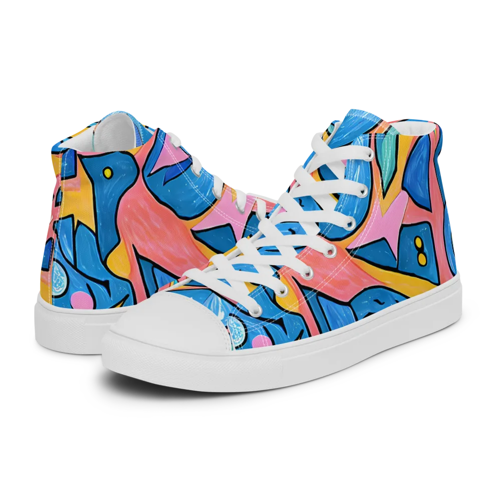 Pop Tide on Men's High Top Canvas Shoes — Left