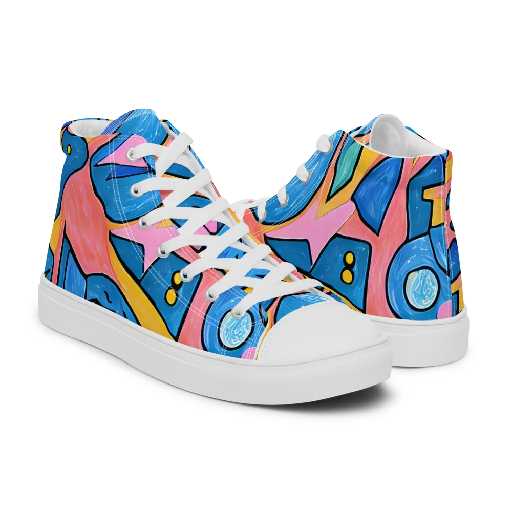 Pop Tide on Men's High Top Canvas Shoes — Right