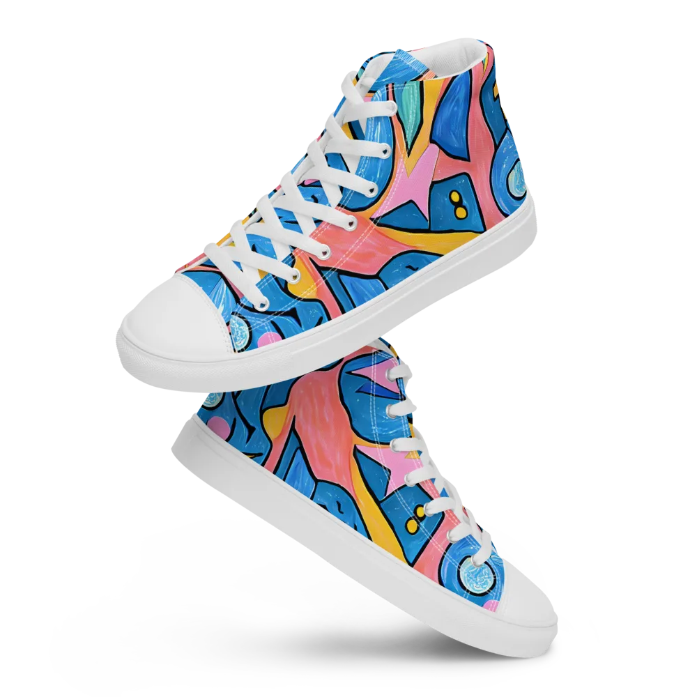 Pop Tide on Men's High Top Canvas Shoes — Front