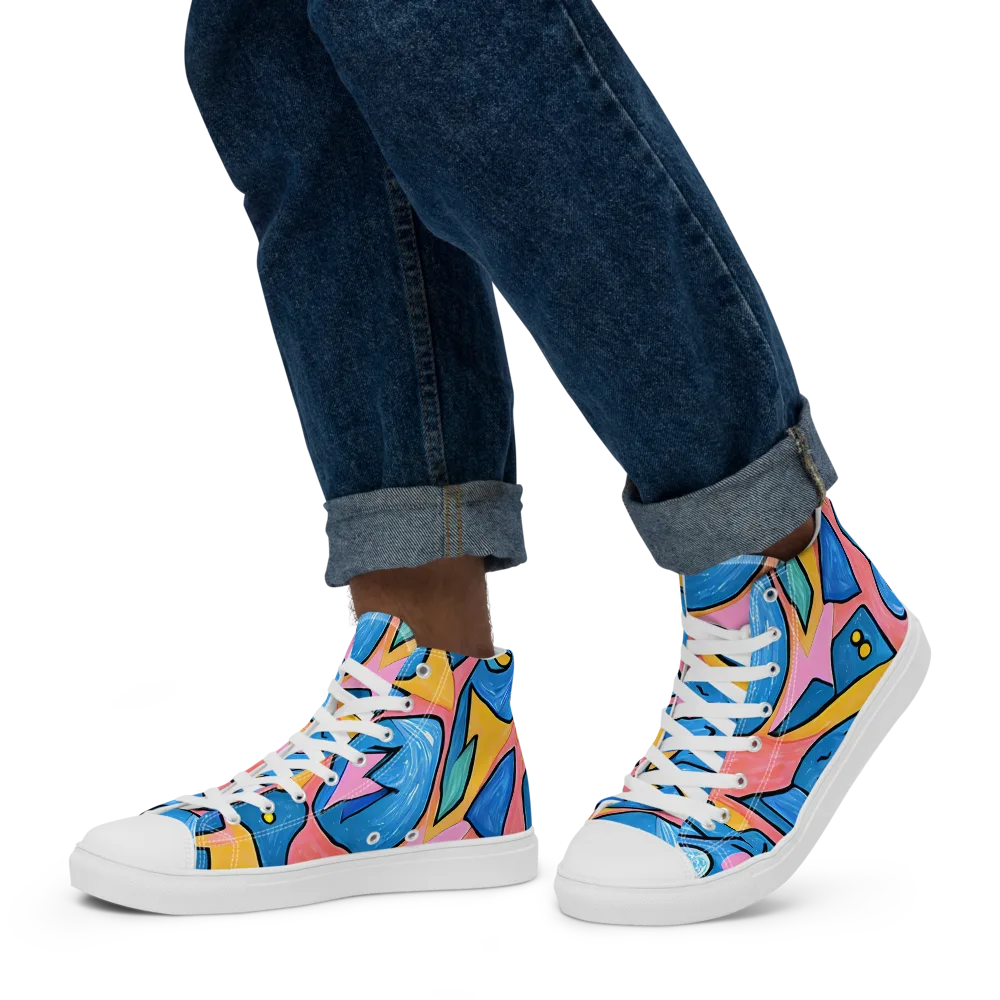 Pop Tide on Men's High Top Canvas Shoes — Left