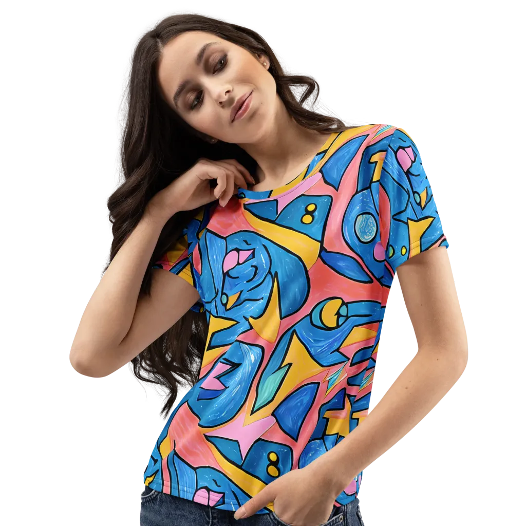 Pop Tide on Women's Crew Neck T-Shirt — Left Front